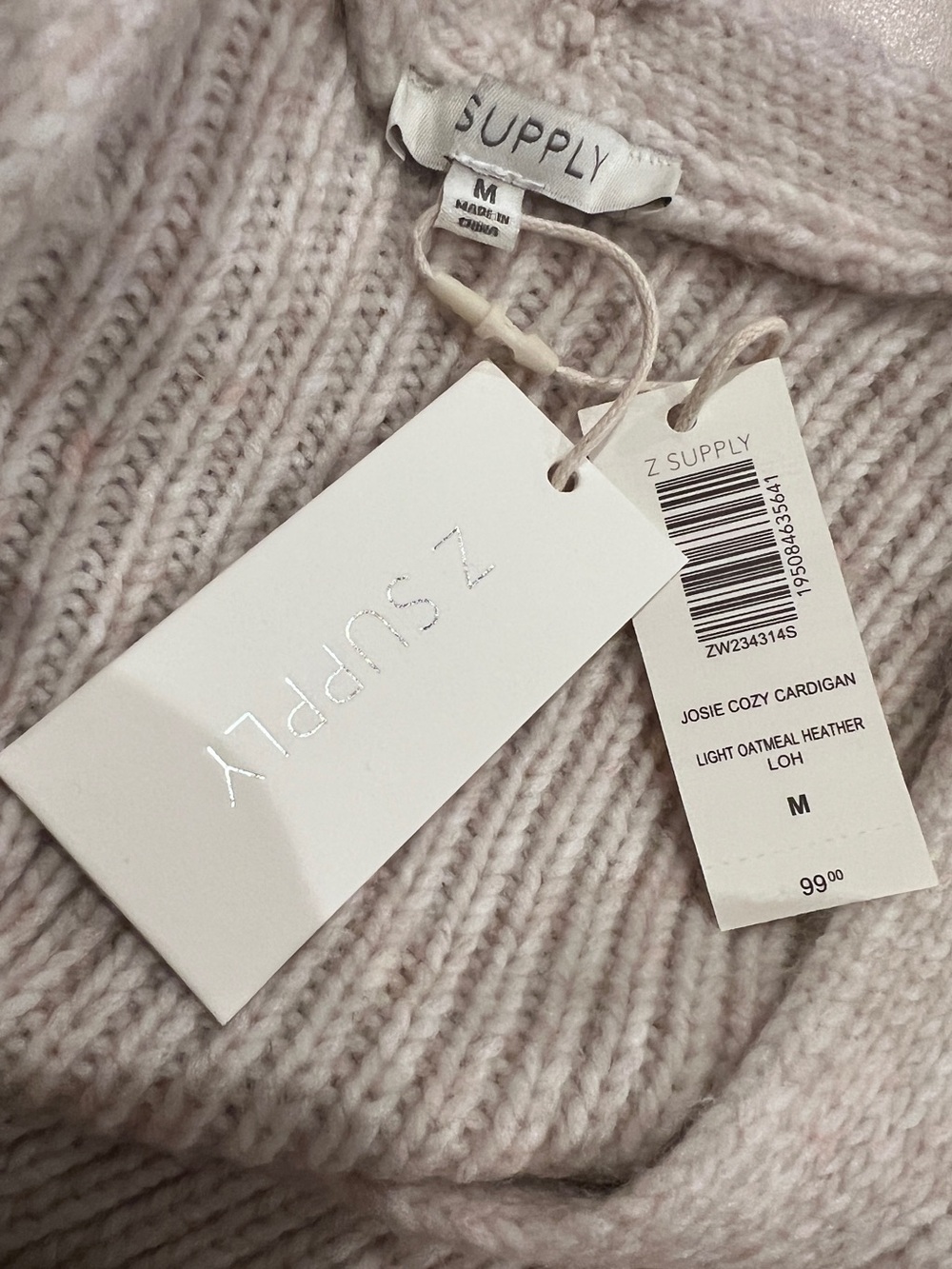 NWT Z Supply - Josie Cozy Cardigan in Light Oatmeal Heather Medium - Picture 4 of 4